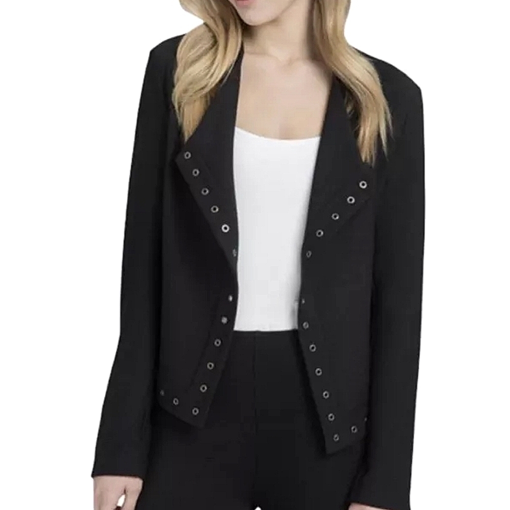 Lysse Black Blazer Jacket With Grommet Details